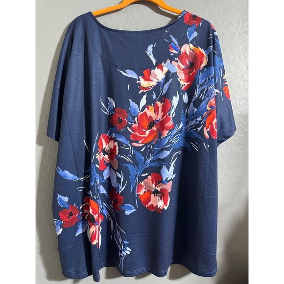 Christopher & Banks Women's Placed Floral Shirred Shoulder Embellished size 3X - Picture 4 of 8